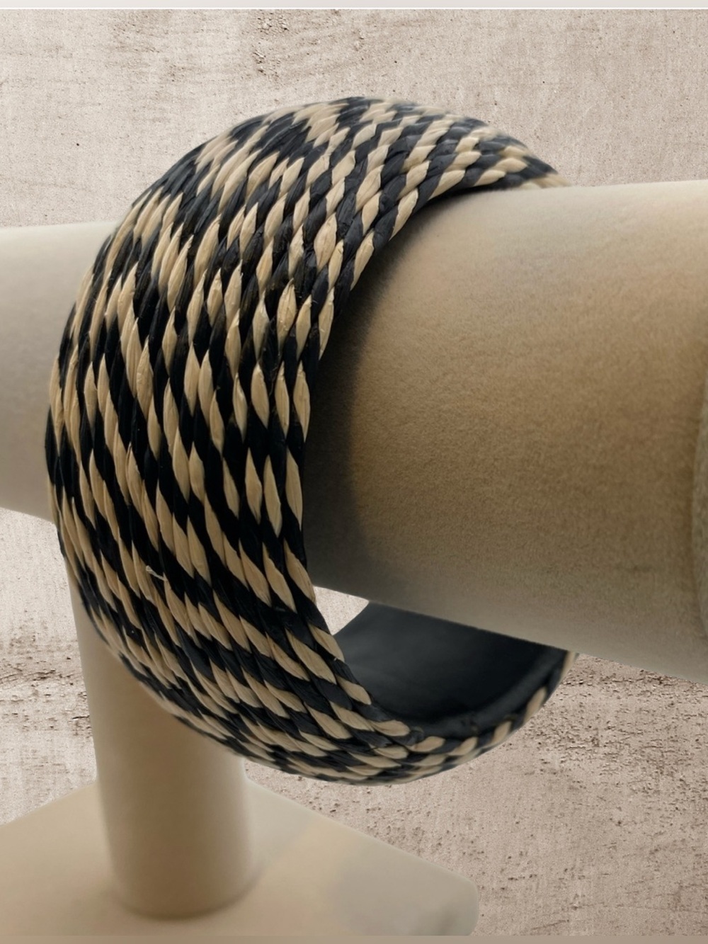 Vintage Black and Tan Twisted Woven Cuff Bracelet